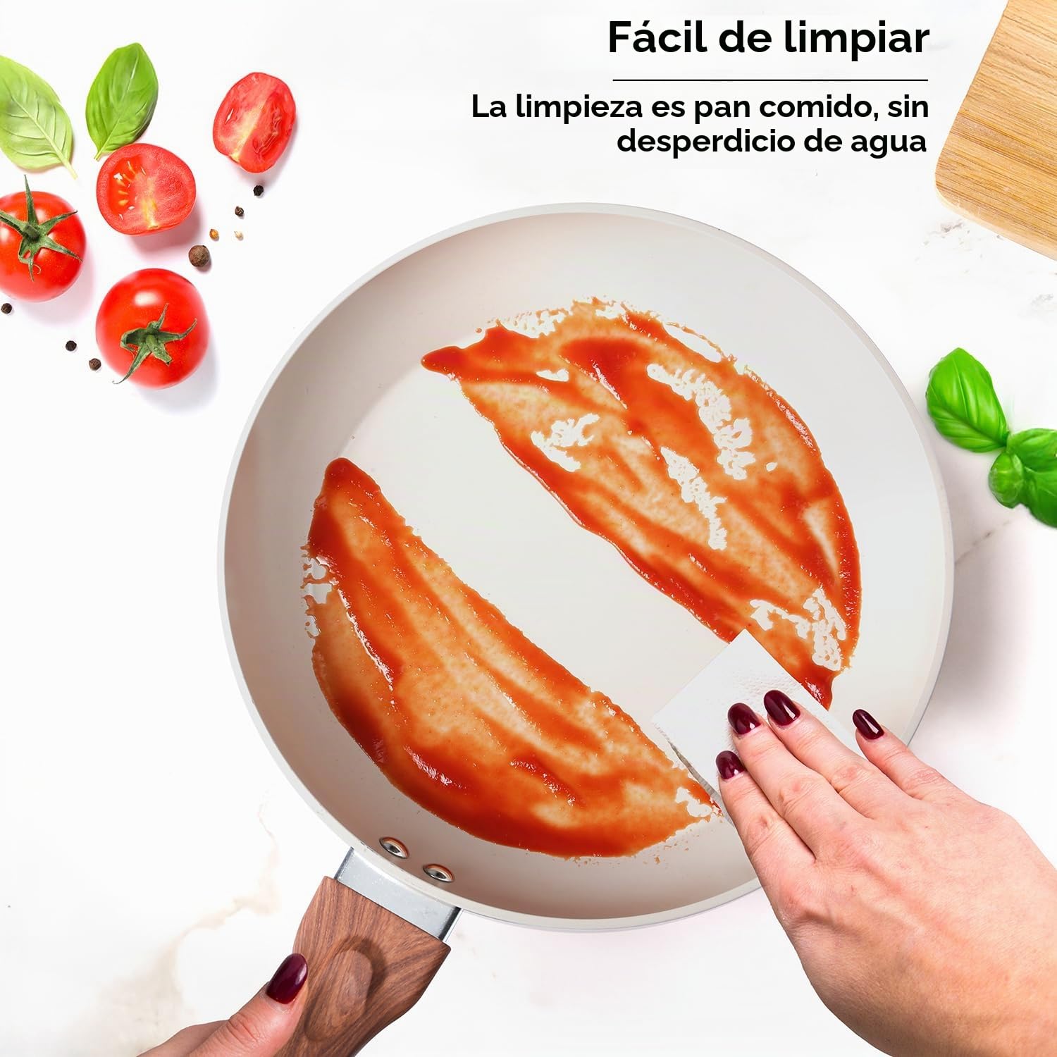 KASANOVA Batería de cocina New Ceramic, Set de ollas y sartenes antiadherentes con revestimiento cerámico, aptas para inducción (crema, 8 piezas)
