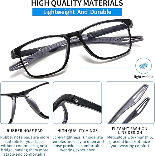 Miniatura 3 de SUERTREE Gafas de lectura con bloqueo de luz azul, lentes de lectura para mujeres y hombres, lentes antirreflejos, marcos de moda, paquete de 4