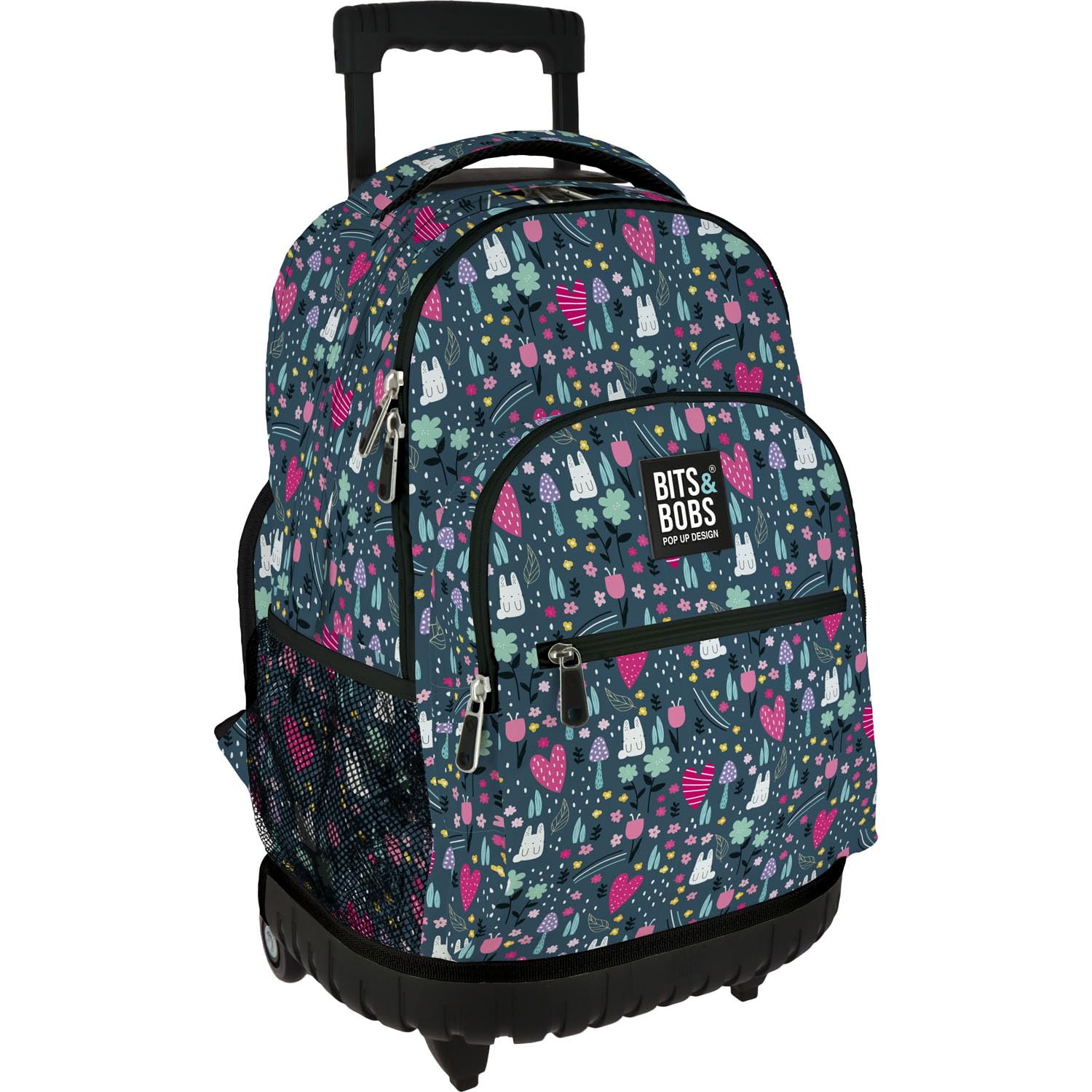 Grafoplas - Mochila Escolar con Ruedas, Carro Integrado, 29 Litros, 52x37x25cm, Modelo Roller, Colección Park Bits & Bobs, Perfecto Material Escolar Infantil y Primaria