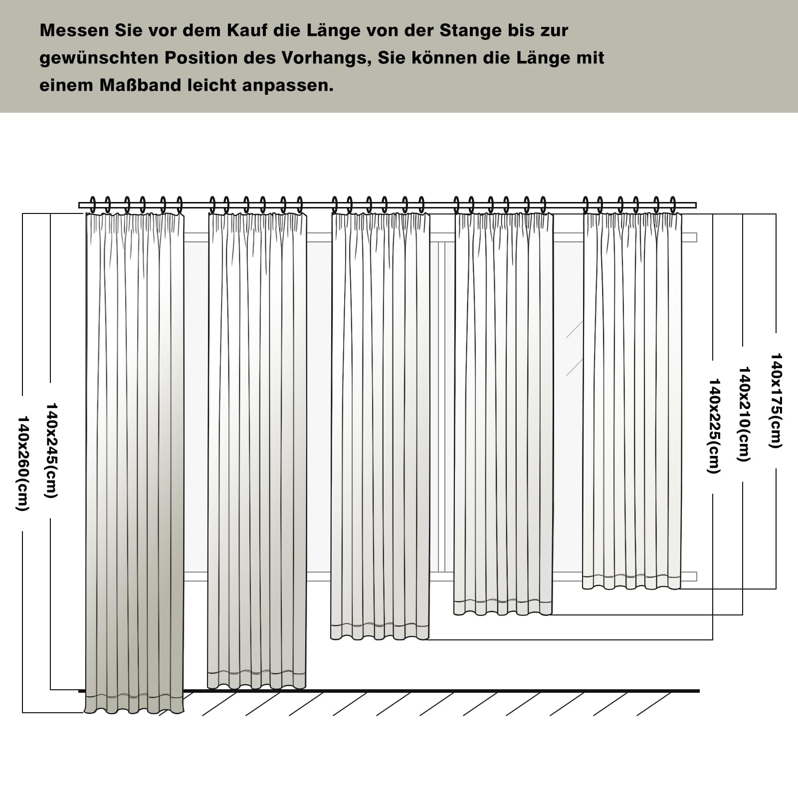 Melodieux Zasłony z taśmą marszczącą (Biał, B140 x H210 cm (2 Panele))