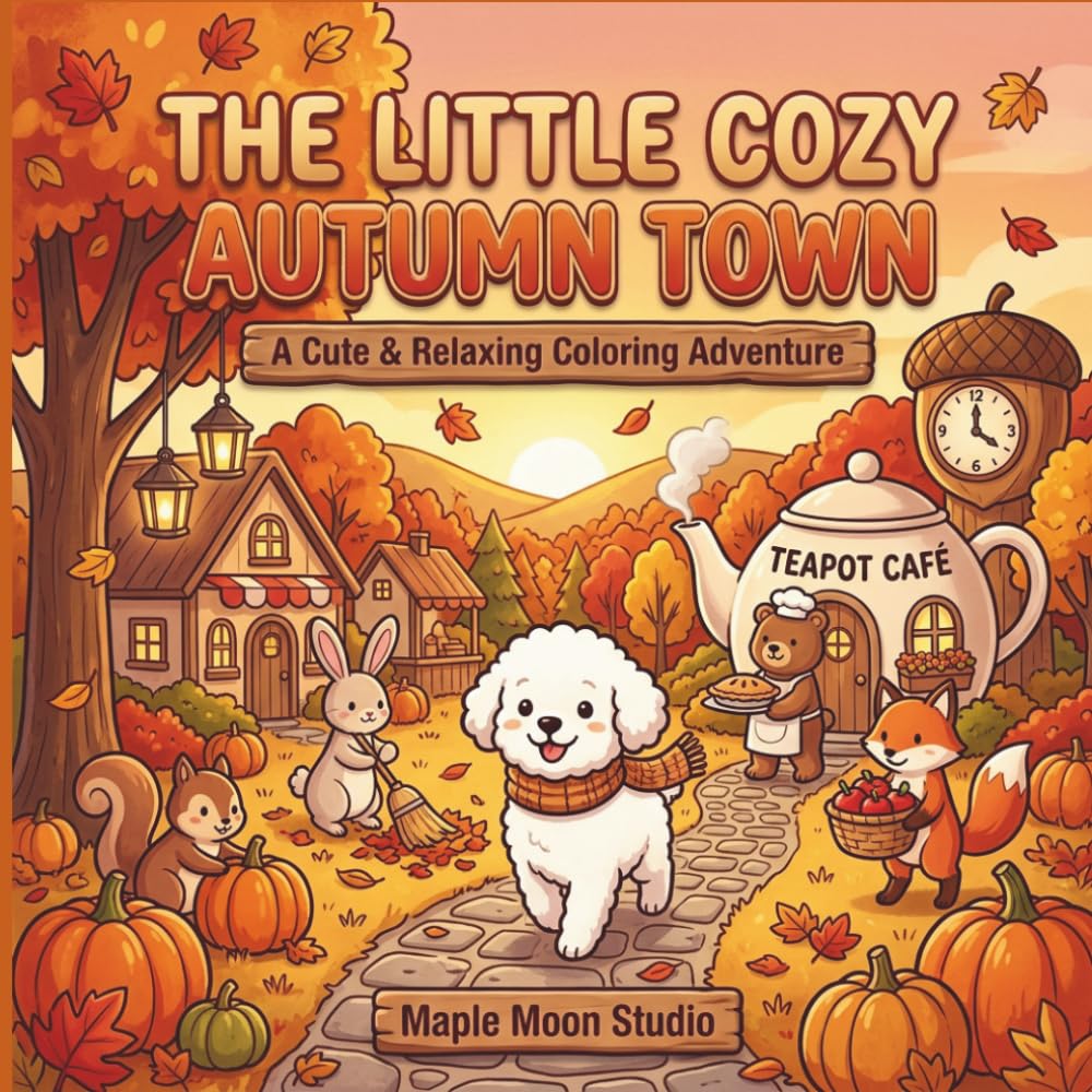 The Little Cozy Autumn Town: A Cozy Autumn Coloring Book with Cute Woodland Animals, Pumpkin Patches, Cozy Cottages, Harvest Festivals, and Bold Easy-to-Color Pages (The Little Cozy Series)