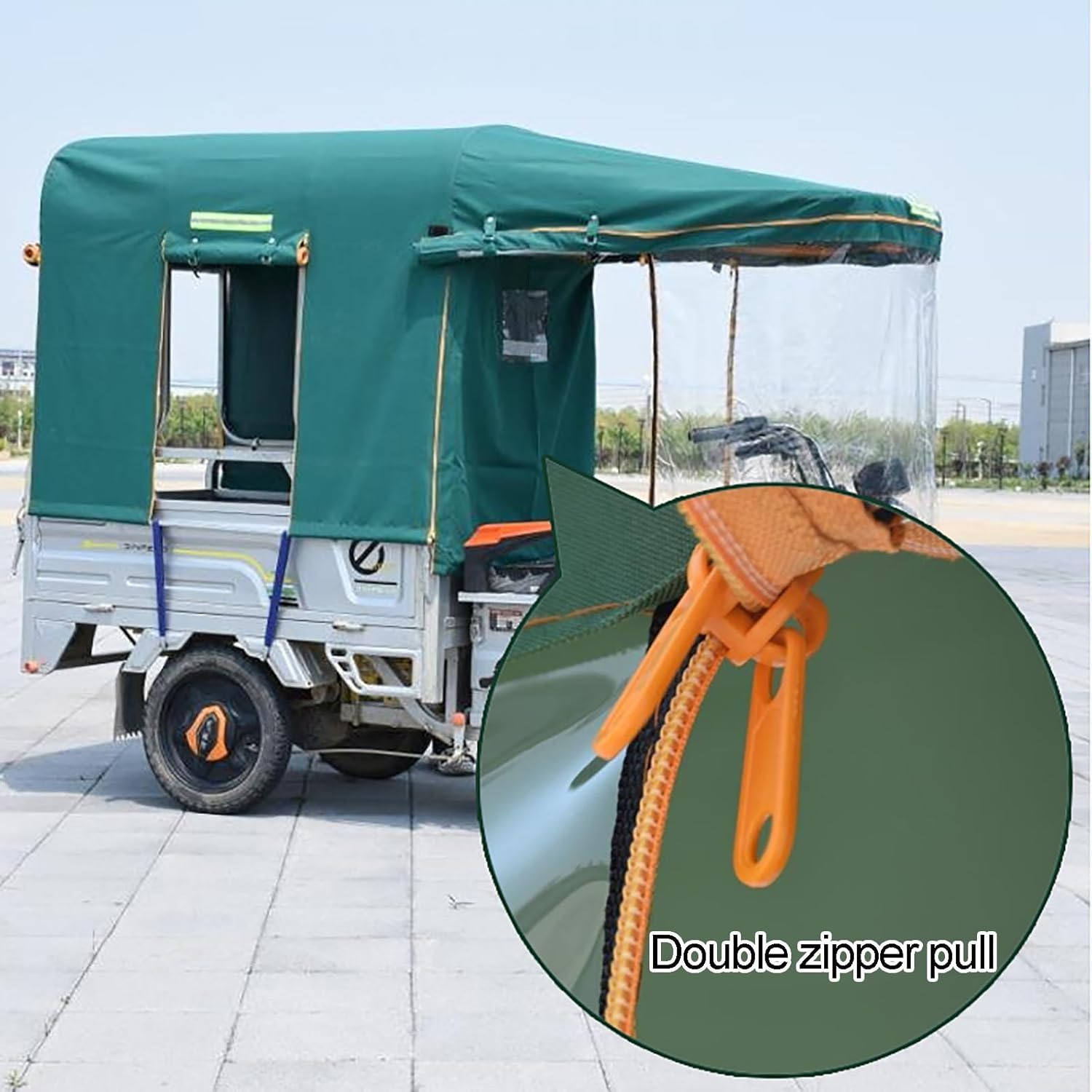 Heavy Duty Electric Tricycle Cover – Premium Quality SANBENGZI Awning Cover, Ideal for Carrying Cargo Electric Powered Tricycles – All-Season Tricycle Clothing (Color : Camouflage, Size : W:1