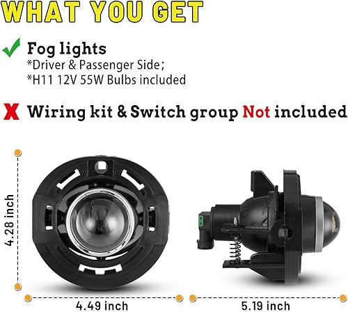 Miniatura 3 de Conjunto de lámparas antiniebla compatible con Jeep Cherokee 2021, CompassPatriot 2014, Jeep Grand Cherokee 2014-2020