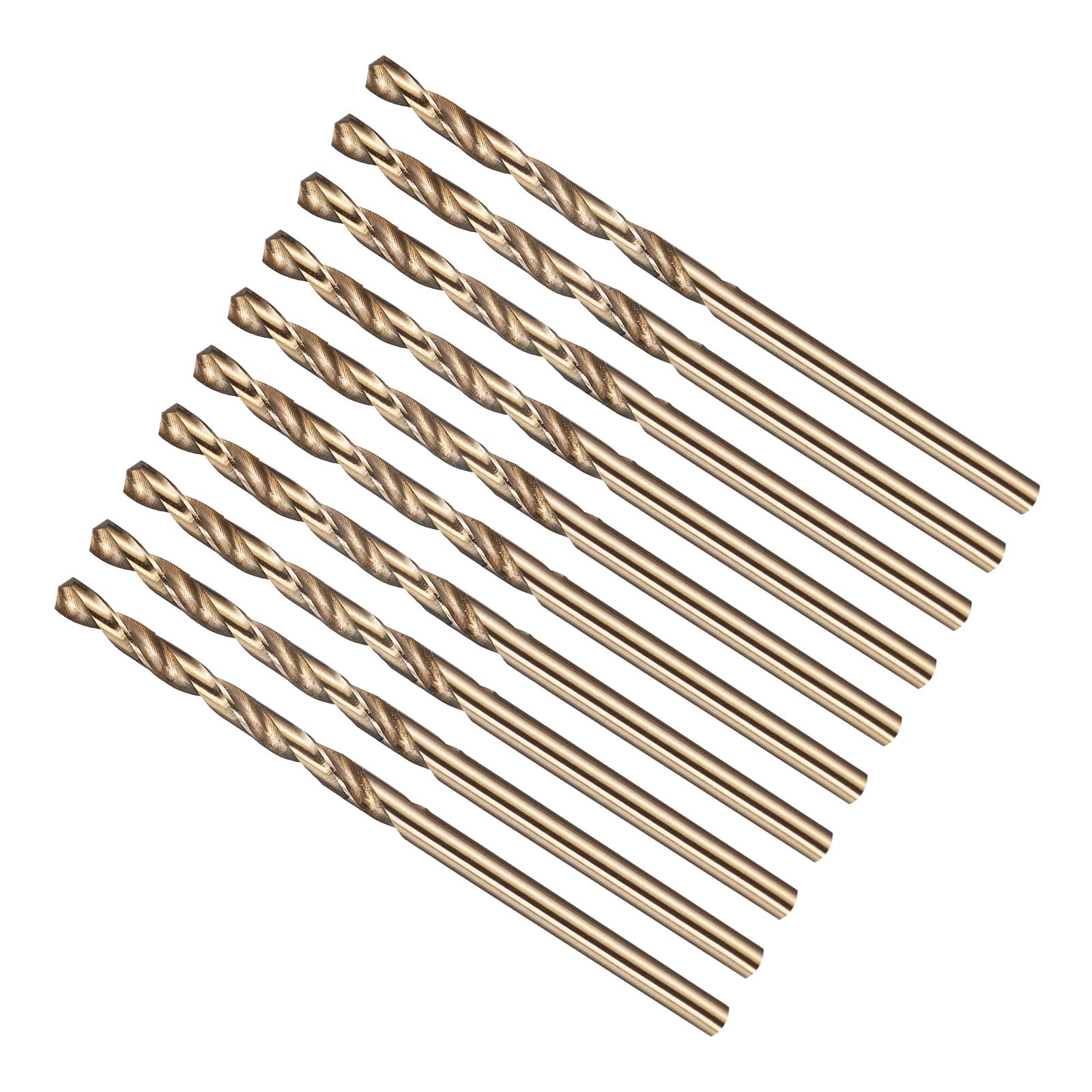 METALLIXITY 3.2mm Drill Bit (1/8") 12Pcs, M2 High-Speed Steel Straight Shank Spiral Flute 135°Point Tip Gold Finish for Stainless Steel Iron Copper Aluminum Hard Metal