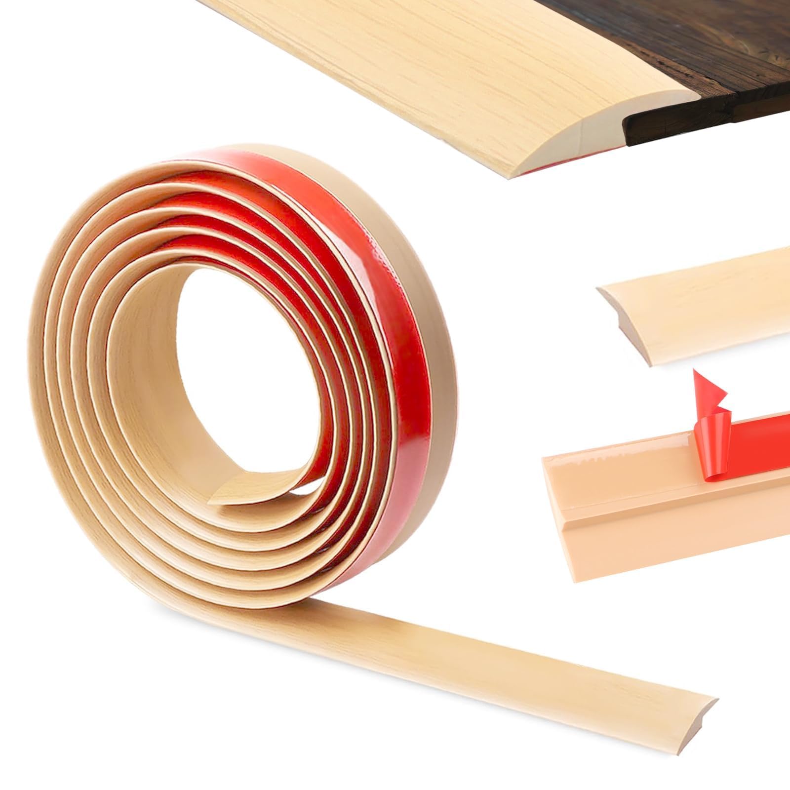 Ztowoto Maple Grain-400Cm 400Cm Carpet Door Strips-Self Adhesive,Threshold Strip Door Bar Pvc，Floor Transition Strips Edgings Rubber Flooring,Door Threshold For Tile/Carpet Flooring Threshold Transition(3.5Cm,Maple Grain)