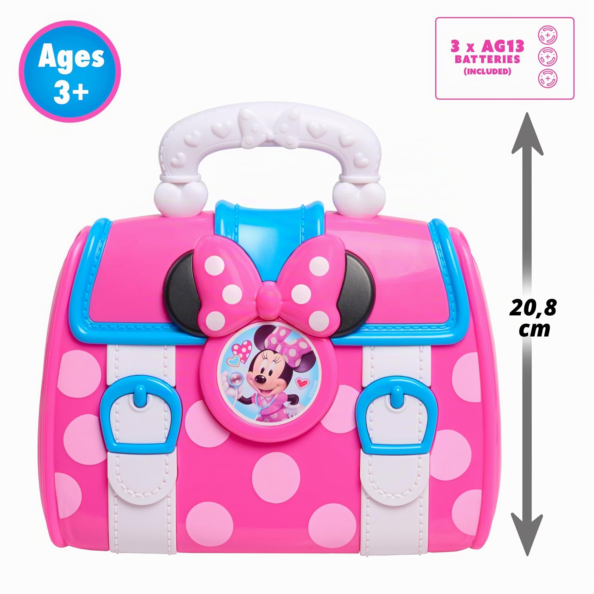 Set di Borsa da dottore con il Fiocco di Minni Disney Junior, 9 pezzi, gioco di finzione, giocattoli per bambini dai 3 anni in su di Just Play