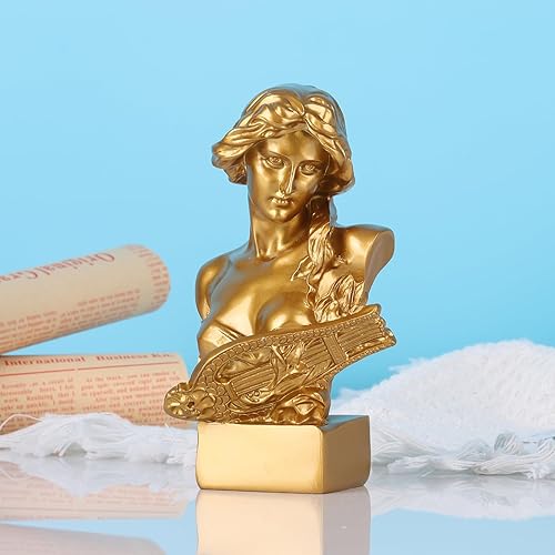 Miniatura 8 de LCCCK Escultura de estatua de afrodita dorada de 6 pulgadas de alto, estatua de busto de mitología griega de resina, para decoración de habitación