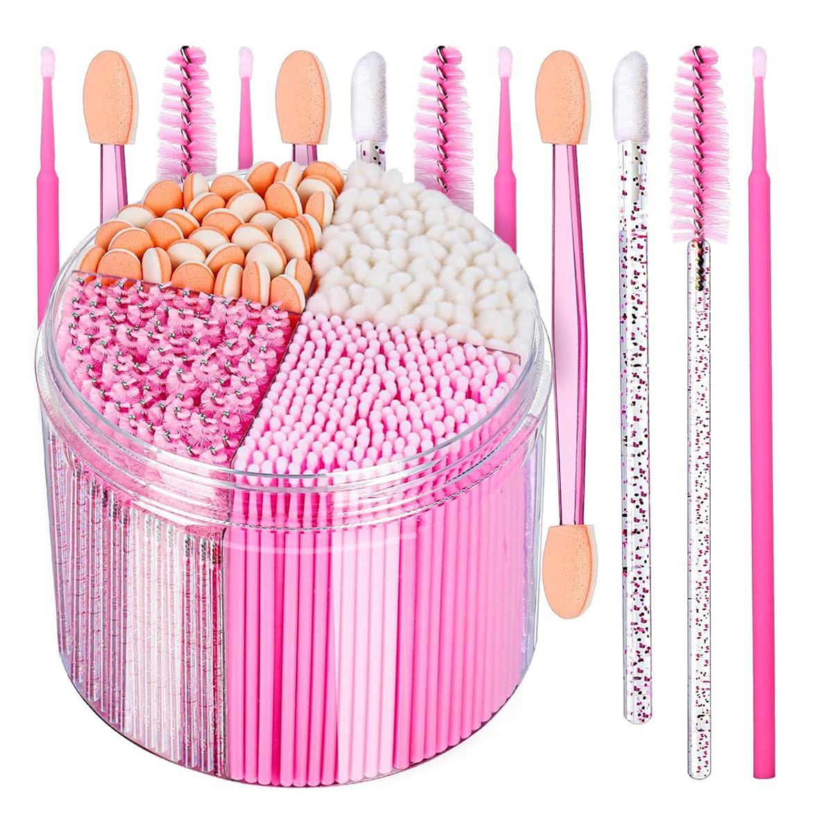 MAYCREATE® 310Pcs Makeup Tools Set with Storage Case, Pink Beauty Accessories Kit with 100Pcs Lip Brushes, 100Pcs Micro Swabs, 80Pcs Mascara Brushes,& 30Pcs Dual Head Eyeshdow Applicator-picture-11