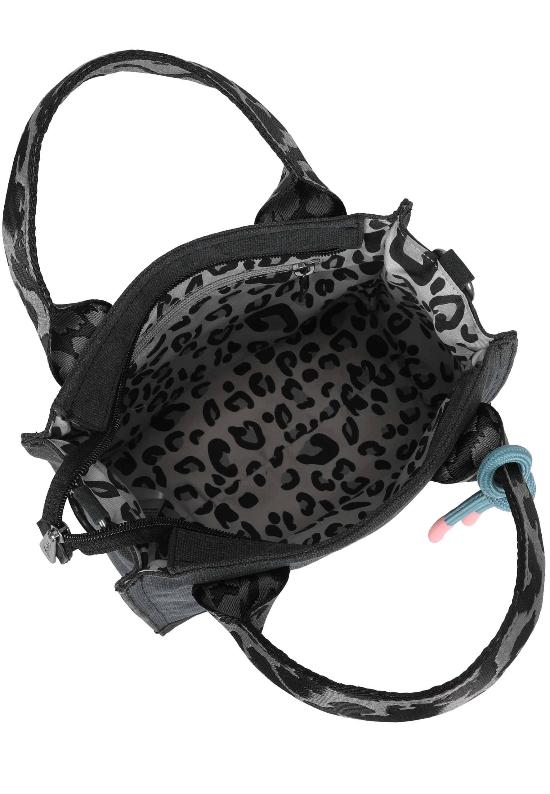 Fritzi Izzy09 Limited Happy Leo Damen vegane Canvas Crossbody Baumwolltasche Umhängetasche Schultertasche mit Reißverschluss und Schultergurt Leoprint für Alltag Reisen Freizeit 5 L – Olive, Schwarz