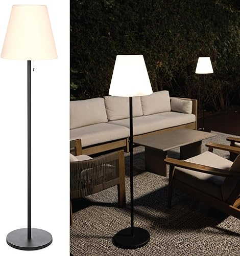 Nocturne Lámpara de pie solar para exteriores con altavoz Bluetooth, 100% alimentada por energía solar, totalmente resistente a la intemperie,