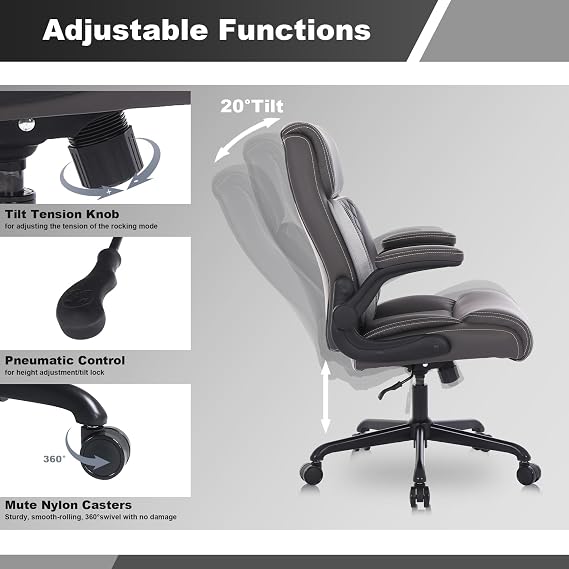 Youhauchair Executive Office Chair, Leather Computer Desk Chair, Dark Brown