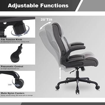 Youhauchair Executive Office Chair, Leather Computer Desk Chair, Dark Brown