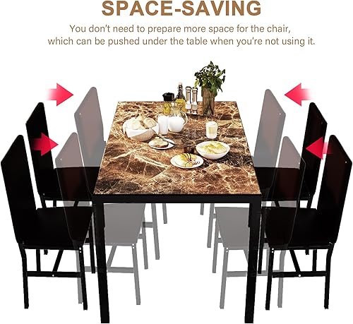 Miniatura 8 de DKLGG Juego de mesa de comedor para 4, mesa de cocina moderna y sillas con 4 sillas de piel sintética, juego de mesa de comedor que ahorra espacio