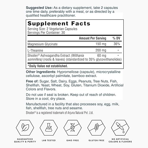 Miniatura 5 de Nature's Lab Magnesio dorado + Ashwagandha con L-teanina - Promueve el manejo del estrés y la salud del estado de ánimo* - 60 cápsulas (suministro