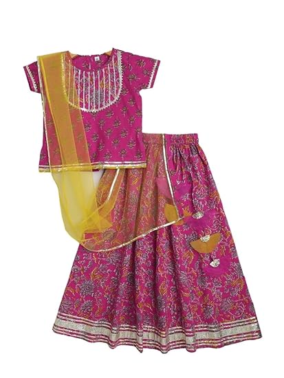 Navratri Chaniya Choli for Kids Girls, Fully Stiched Cotton Lehenga For Garba, Wedding Size - 1 to 10 Years