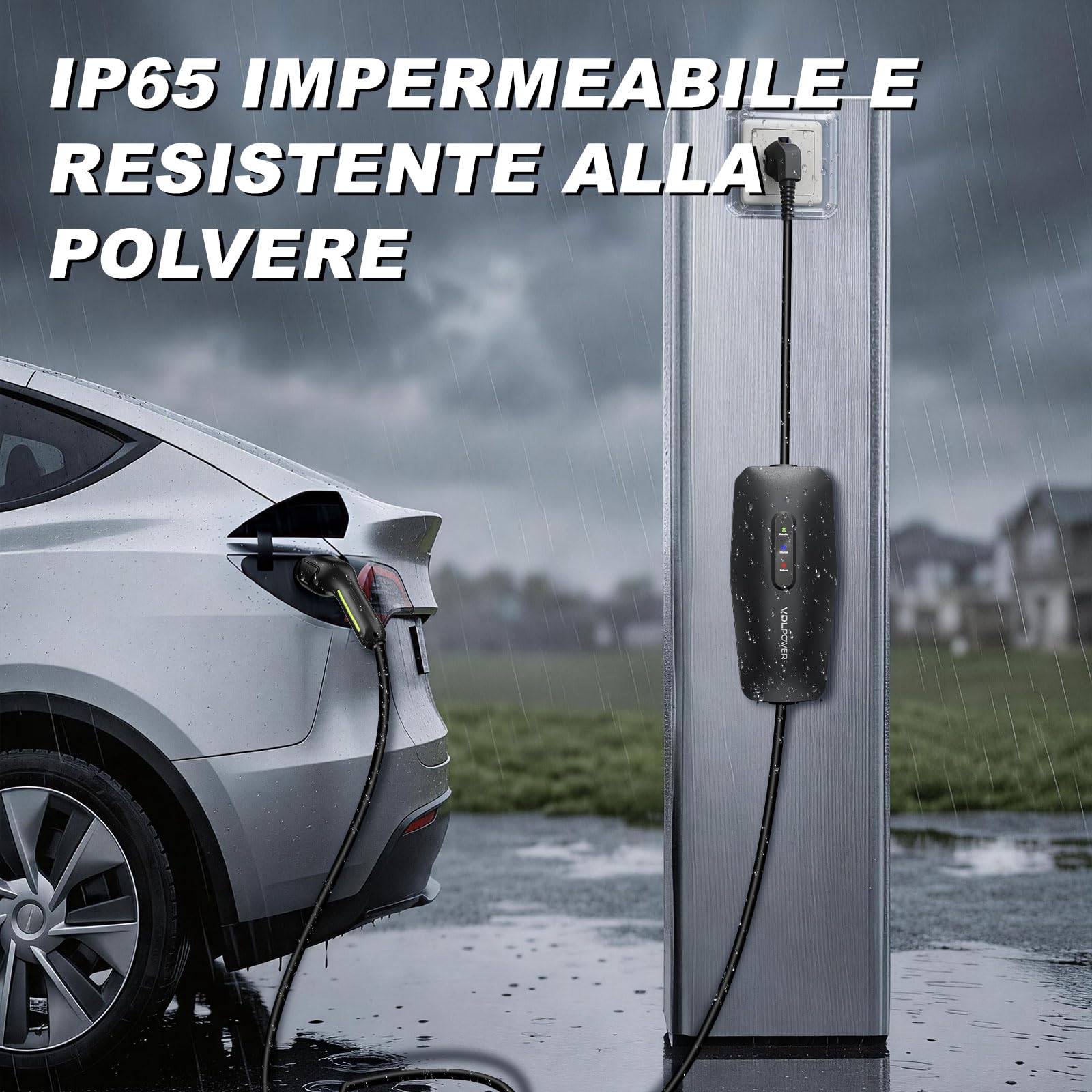 Cavo di Ricarica Tipo 2, 3,68 kW/5 m, Cavo di Ricarica per Auto elettrica, 16 A, Caricatore EV, Tipo 2, per Veicoli elettrici con Schuko monofase, IP65, Compatibile con Modello Y/3, XC60