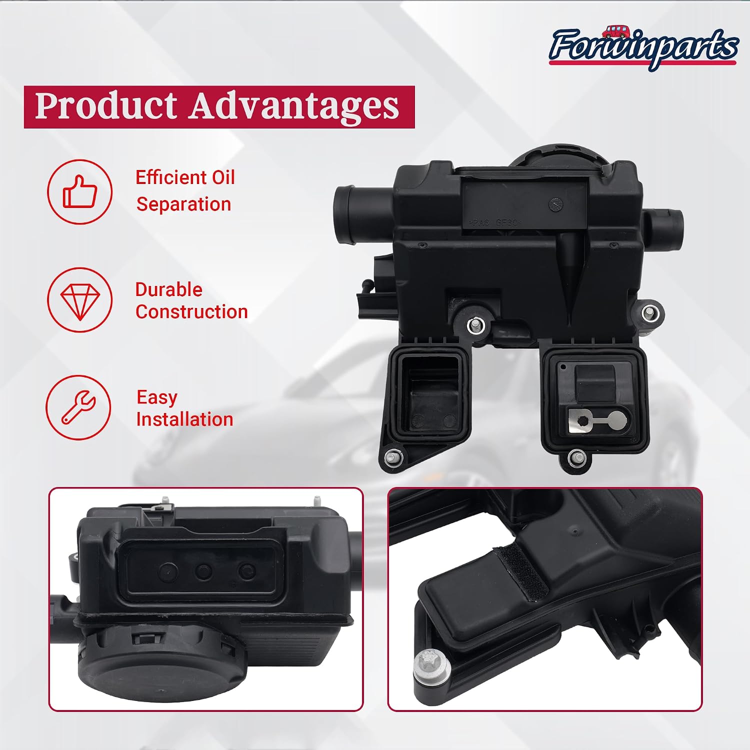 Forwinparts V450046 Engine Crankcase Vent Valve Oil Separator for 2011-2018 Porsche Cayenne Panamera 2010-2016 3.6L 4.8L Replaces# 94810713521 94810713520 94810713522 Engine Oil Separator