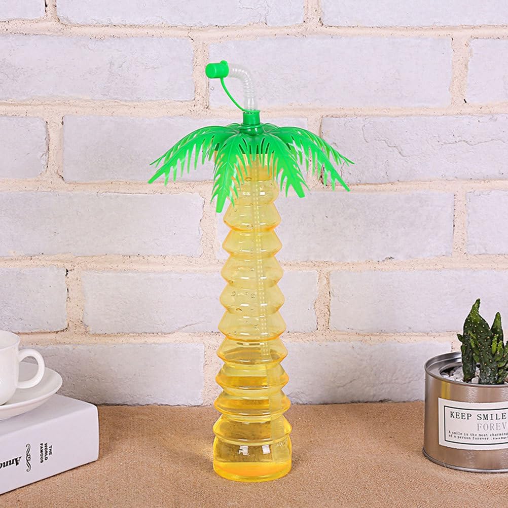 GANAZONO 10 Pcs Shaped Straw Cup funny tumbler with straw iced tea cup palm tree yard cups juicing bottles cup plastic juice cup travel margarita re-usable