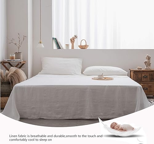 Miniatura 7 de Simple&Opulence Juego de funda de edredón de lino con bordado, tamaño Queen (88 x 92 pulgadas), 1 funda de edredón y 2 fundas de almohada + 1 sábana