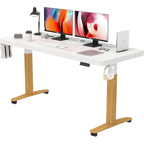 Monomi Electric Standing Desk, 55'' Height Adjustable Ergonomic Home Office Sit Stand Up Desk with Memory Preset Controller, White