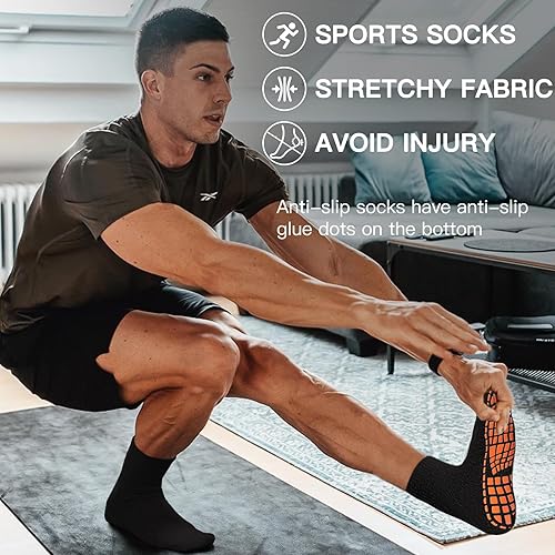 Miniatura 4 de NOVAYARD 5 pares de calcetines antideslizantes para hospital, diabéticos, yoga, pilates, barre hombres y mujeres