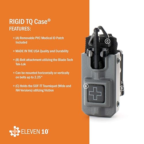Miniatura 2 de Eleven 10 Estuche rígido SOFTT para torniquete ancho, accesorio para cinturón (Tek-Lok), color negro con cruz naranja (torniquete no incluido)