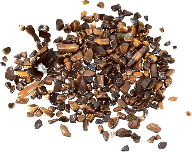 sourcing map 100g/0.22lb 5-7mm Tumbled Chips Stone, Natural Crushed Crystal Quartz Irregular Polished Stones Gravel Decoration for Aquarium Plants Vase Filler, Brown