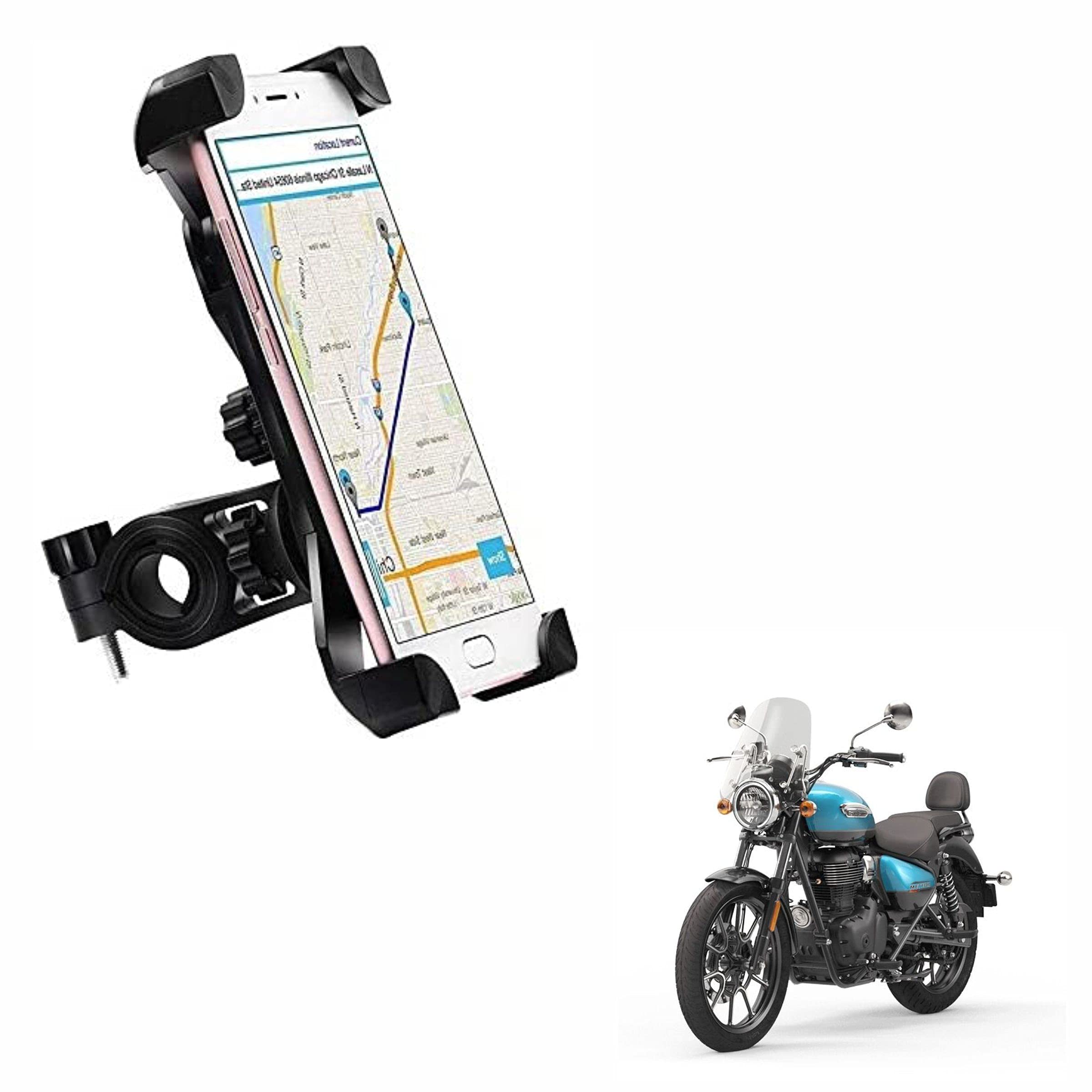 Handlebar Mount Silicone Bike Phone Mount Anti Shake and Stable Cradle Clamp with 360° Rotation Bike Phone Holder for Royal Enfield Meteor 350 (1 PCs, Black)-image-12