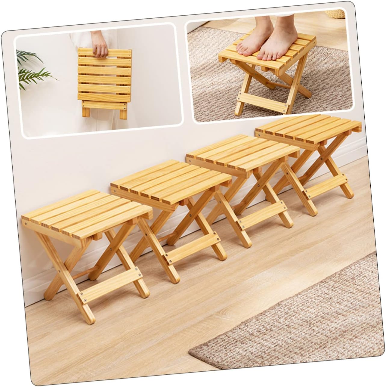 PRETYZOOM Wood Folding Side Table Portable Outdoor Small Table for Beach Picnics and Gatherings Compact Design with Stable Legs Wooden Plant Holder and Serving Desk