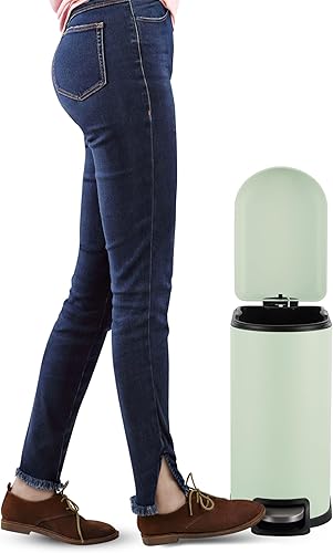 Vista 48 de happimess HPM1009C Roland Mini 2.6-Gallon Step-Open Trash Can with Soft-Close Lid, Modern, Minimalistic, Fingerprint Proof for Home, Kitchen, White