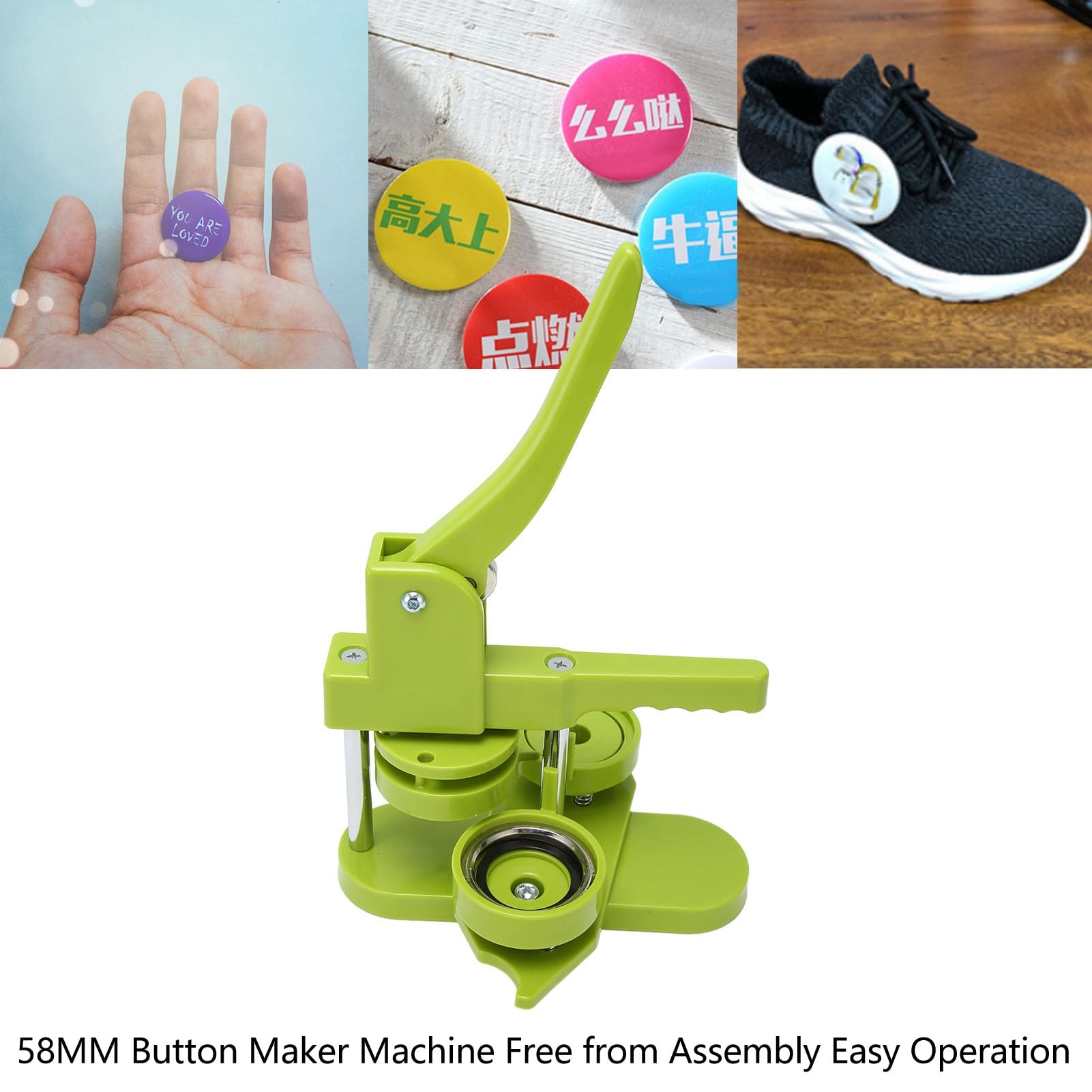SIXRUN Máquina para Hacer Botones, Prensa de 58 Mm de Alta Resistencia en Plástico con 100 Piezas para Insignias, para Regalos Personalizados, Conferencias, Escuelas