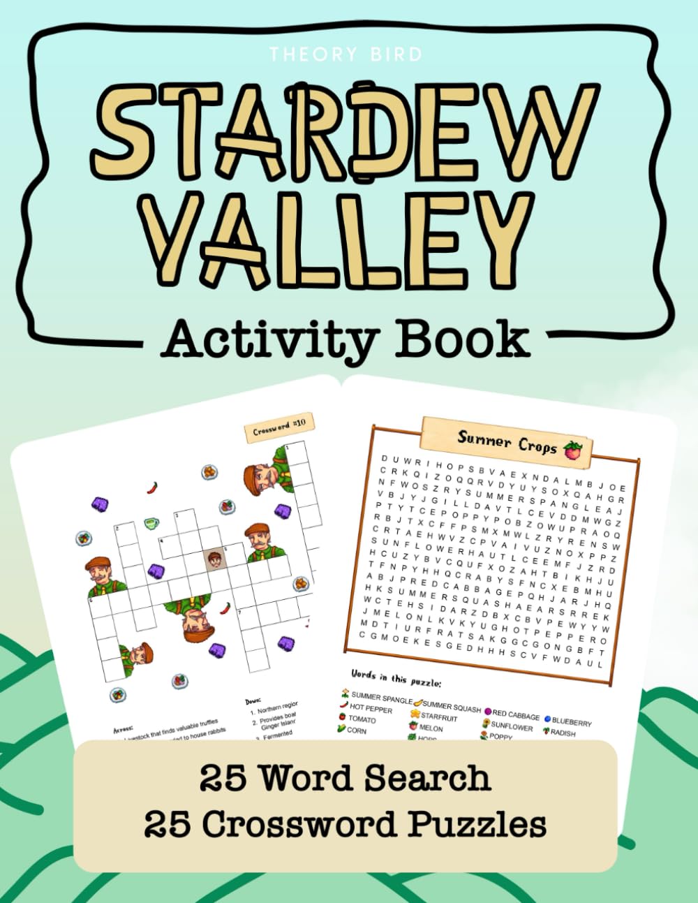 Best Stardew Valley Activity Book - 25 Word Search and 25 Crossword Puzzles - Perfect for Stardew Valley Fans - Makes a great gift