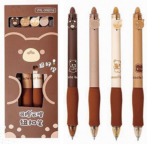 MOZXIRZ 4 bolĂgrafos de tinta de gel borrables retráctiles, bonitos bolĂgrafos de oso de 0.020 in de punta fina, bolĂgrafos de oficina y escuela, MOZXIRZ 4 bolĂgrafos de tinta de gel borrables retráctiles, bonitos bolĂgrafos de oso de 0.020 in de punta fina, bolĂgrafos de oficina y escuela,