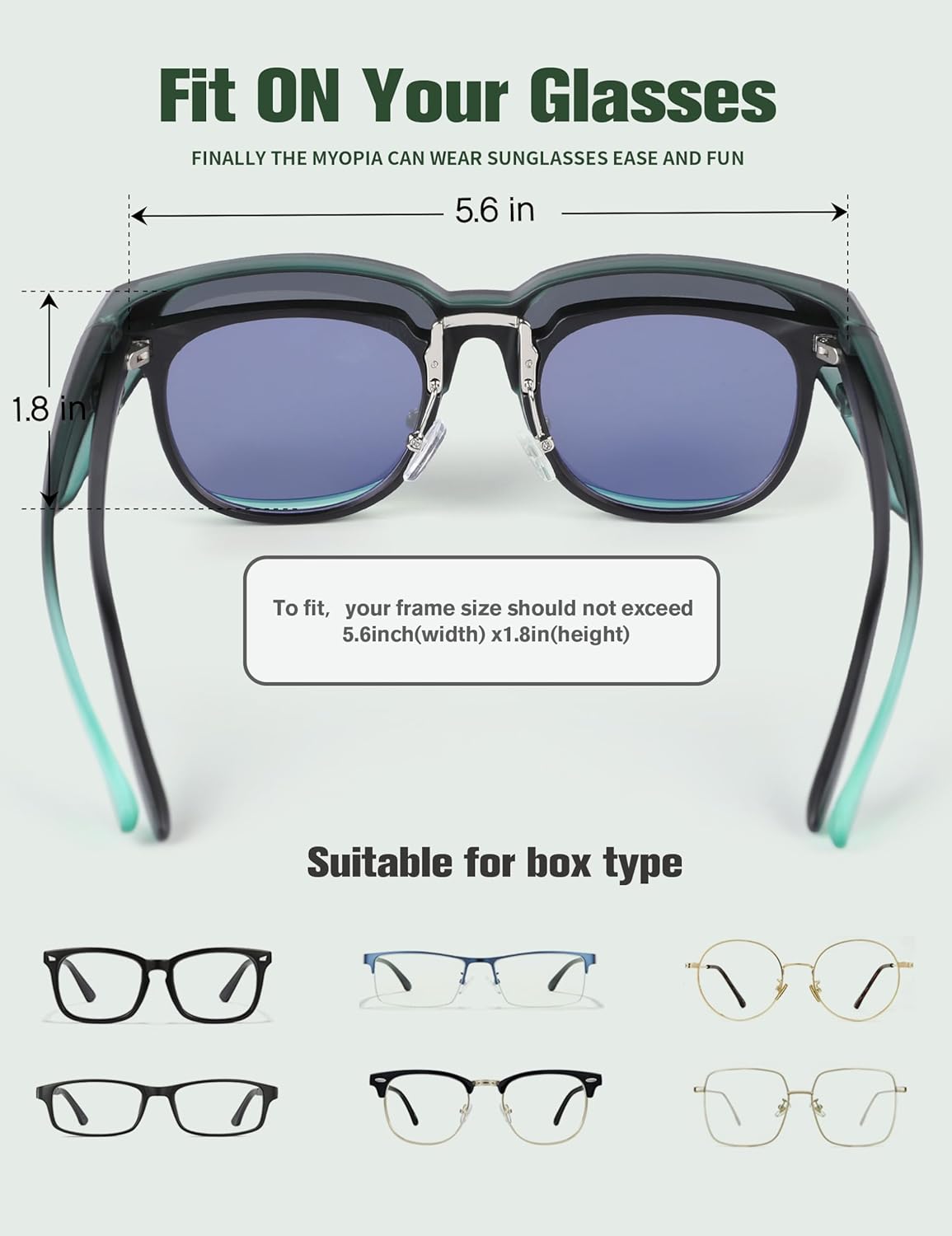 BIRCEN Polarized Fit Over Sunglasses: Wear Over Glasses Sunglasses Wrap Around Fitover Shades for Men Women UV Protection - Image 4