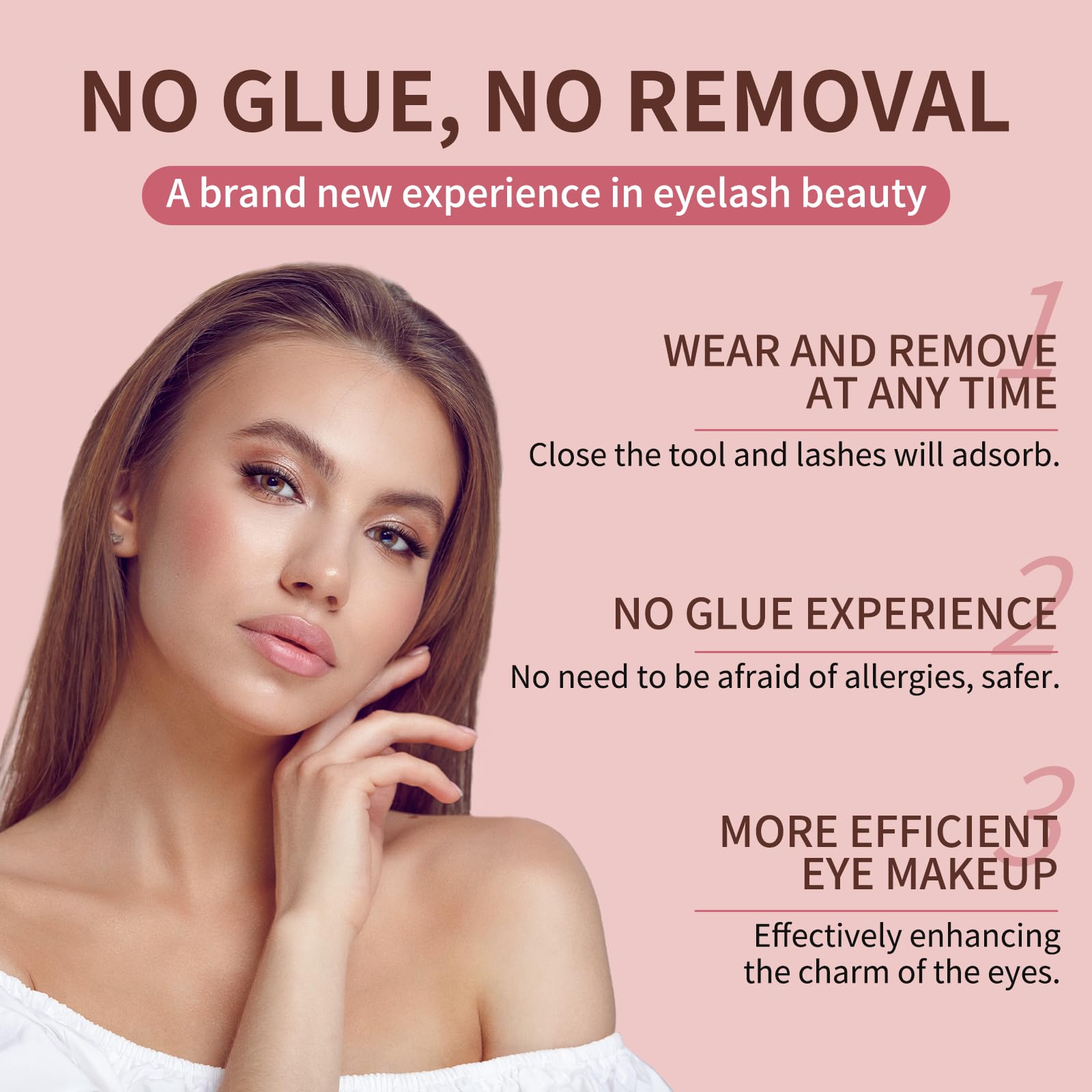 Pestañas magnéticas, pestañas magnéticas dobles reutilizables sin delineador de ojos, pestañas magnéticas de aspecto natural con aplicador, pestañas postizas con imanes suaves, sin pegamento y sin 2