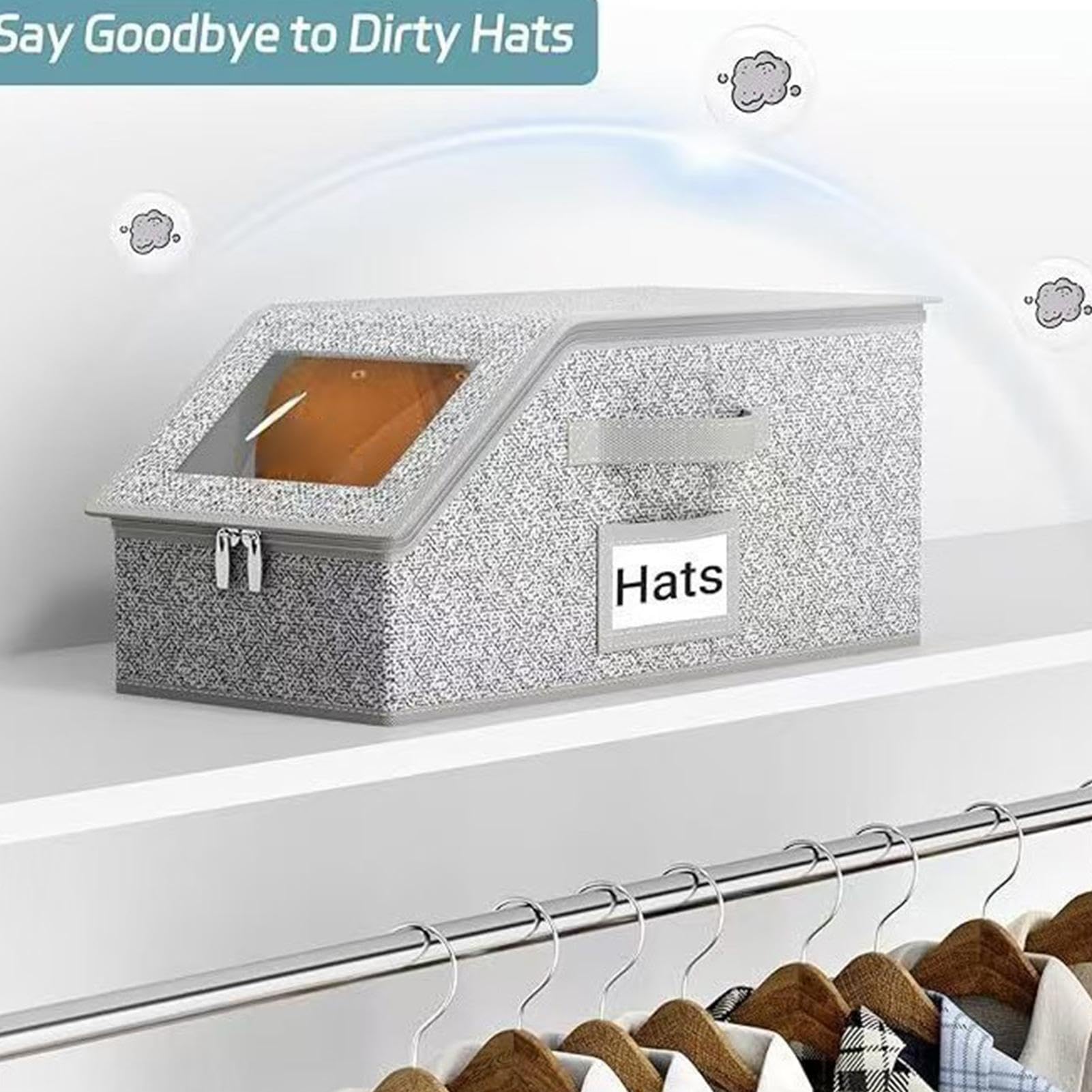Organizador de sombreros | de almacenamiento apilable con tapa de ventana transparente, organizadora de sombreros, adecuada para garaje, armario, armario, habitación de estudiantes