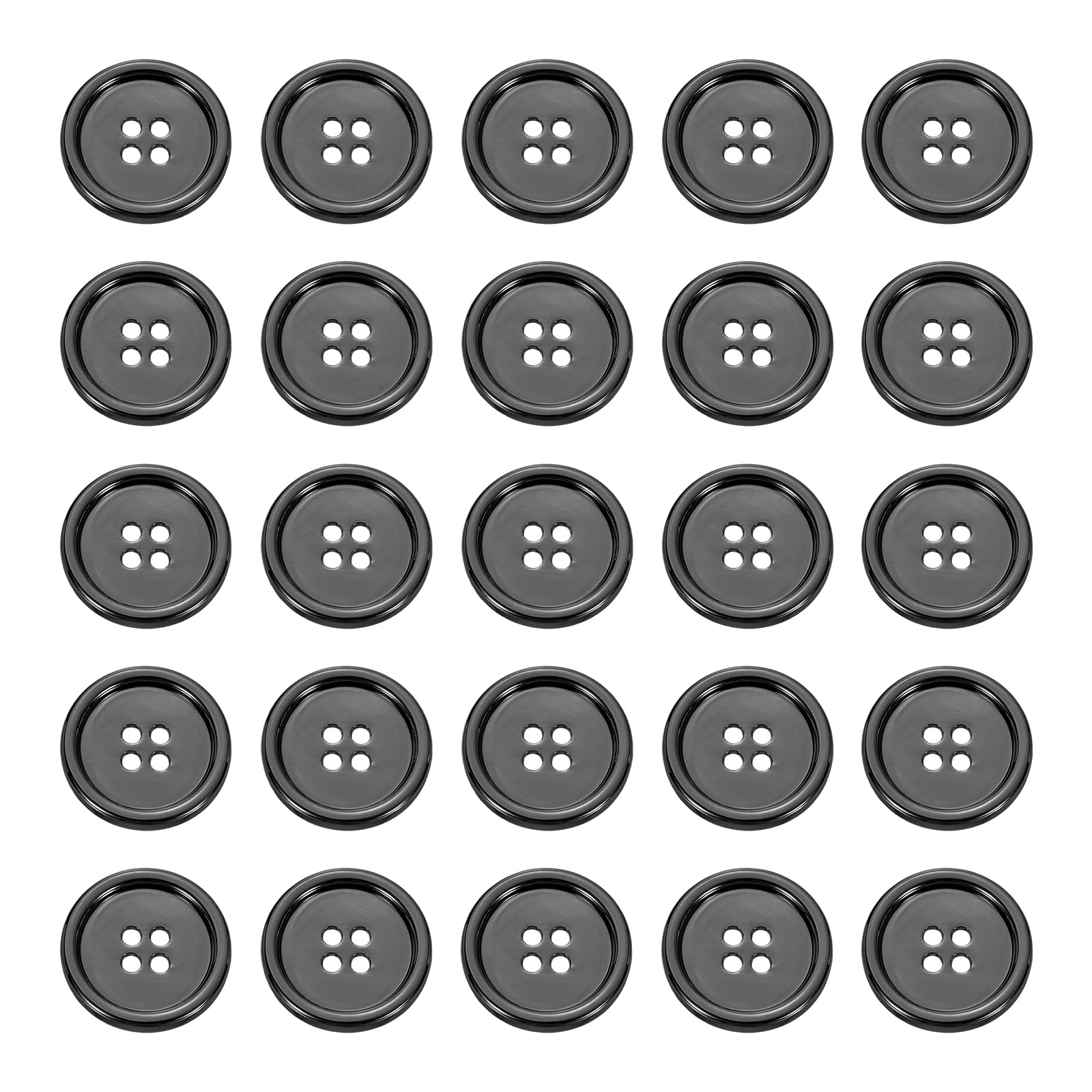 sourcing map 25pcs Metal Button 23mm (0.91") 4 Holes Alloy Round Buttons Craft Sewing Accessories for Clothing DIY Crafts Decoration, Gun