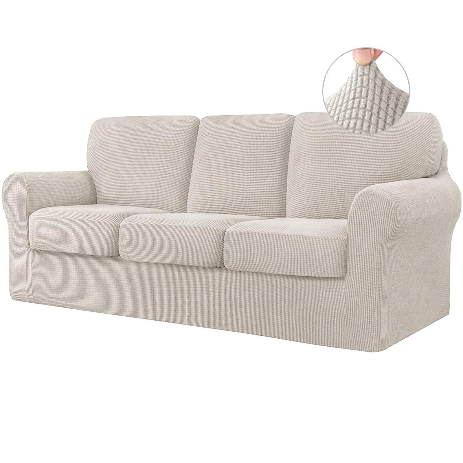 Housses de canapé avec dossiers séparés beige couverture 3 places