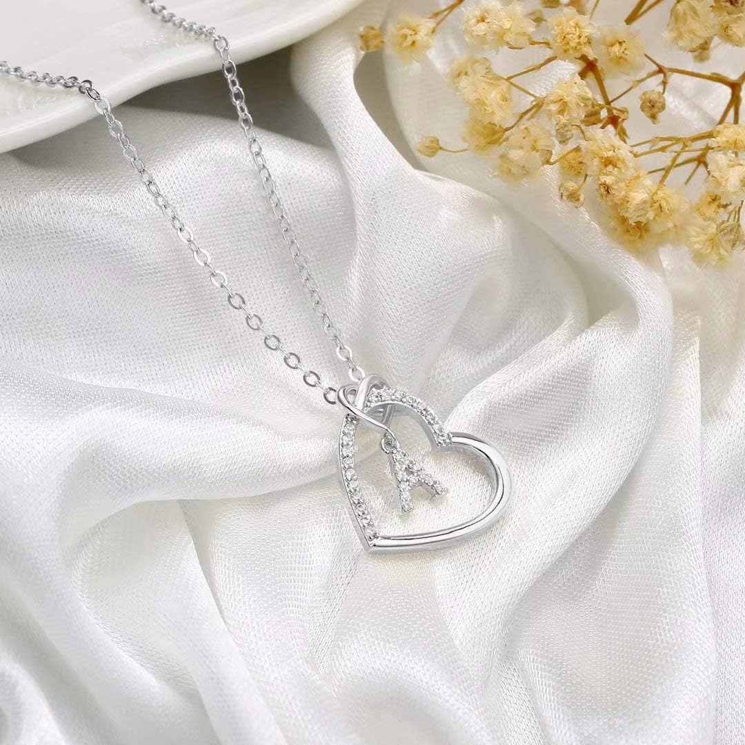 M MOOHAM Valentines Gifts for Kids Teen Girls Her - Cubic Zirconia Heart Pendant Initial Necklace, Dainty Initial Letter A - Z Necklace Jewelry Valentines Gifts for Kids Girls Women - Image 5