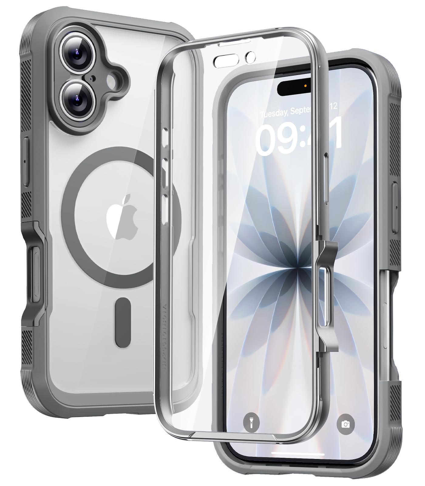 Diaclara Magnetic for iPhone 17 Case, Full Body &amp; Screen Protector,Gray