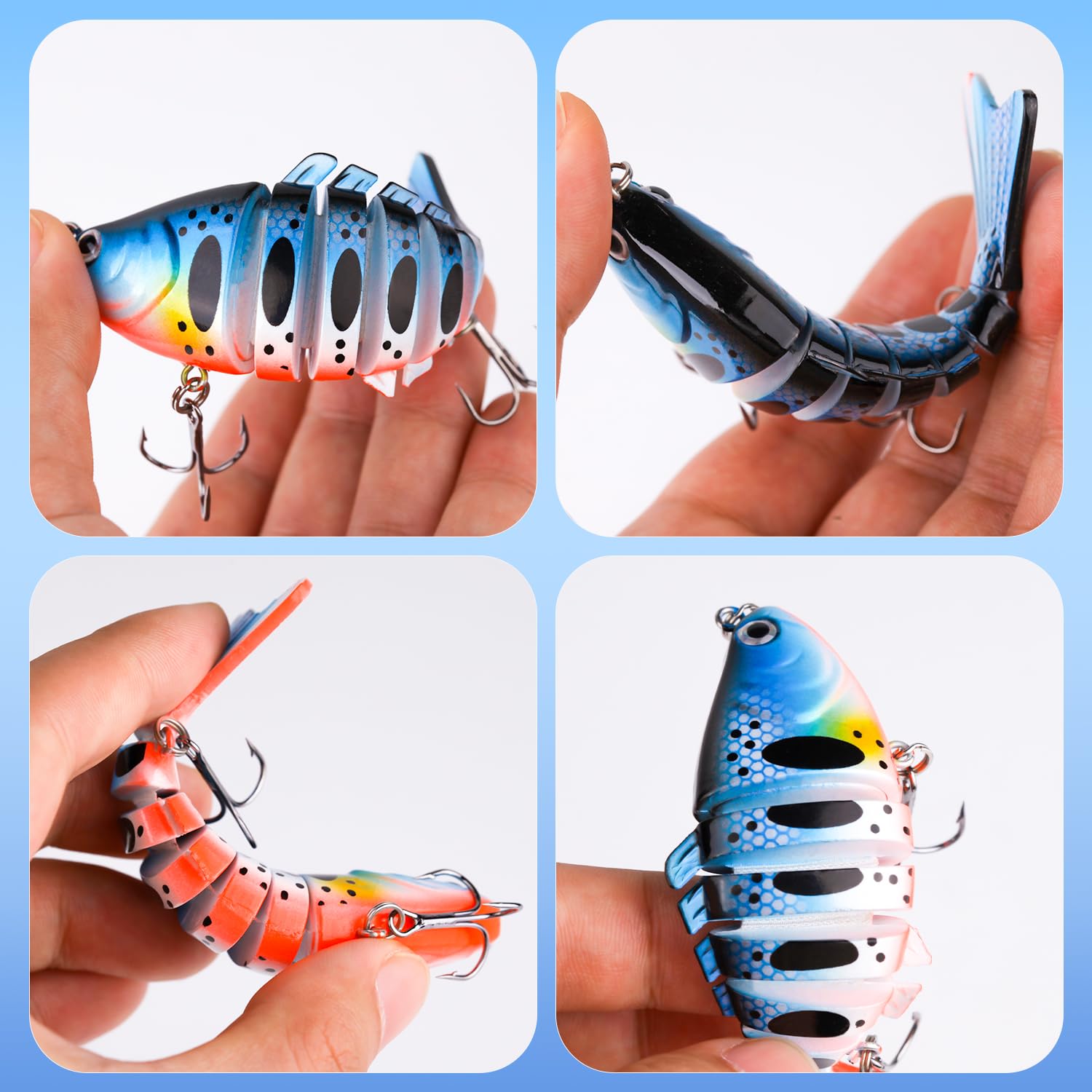 TSKS Fishing Artificial Lures Kit Mixed Including Front Diving Fin Minnow Surface Popper Crank Baits Pencil VIB with Hook and Soft Lures Accessories for Saltwater Freshwater Trout Bass Tackle Gift Set