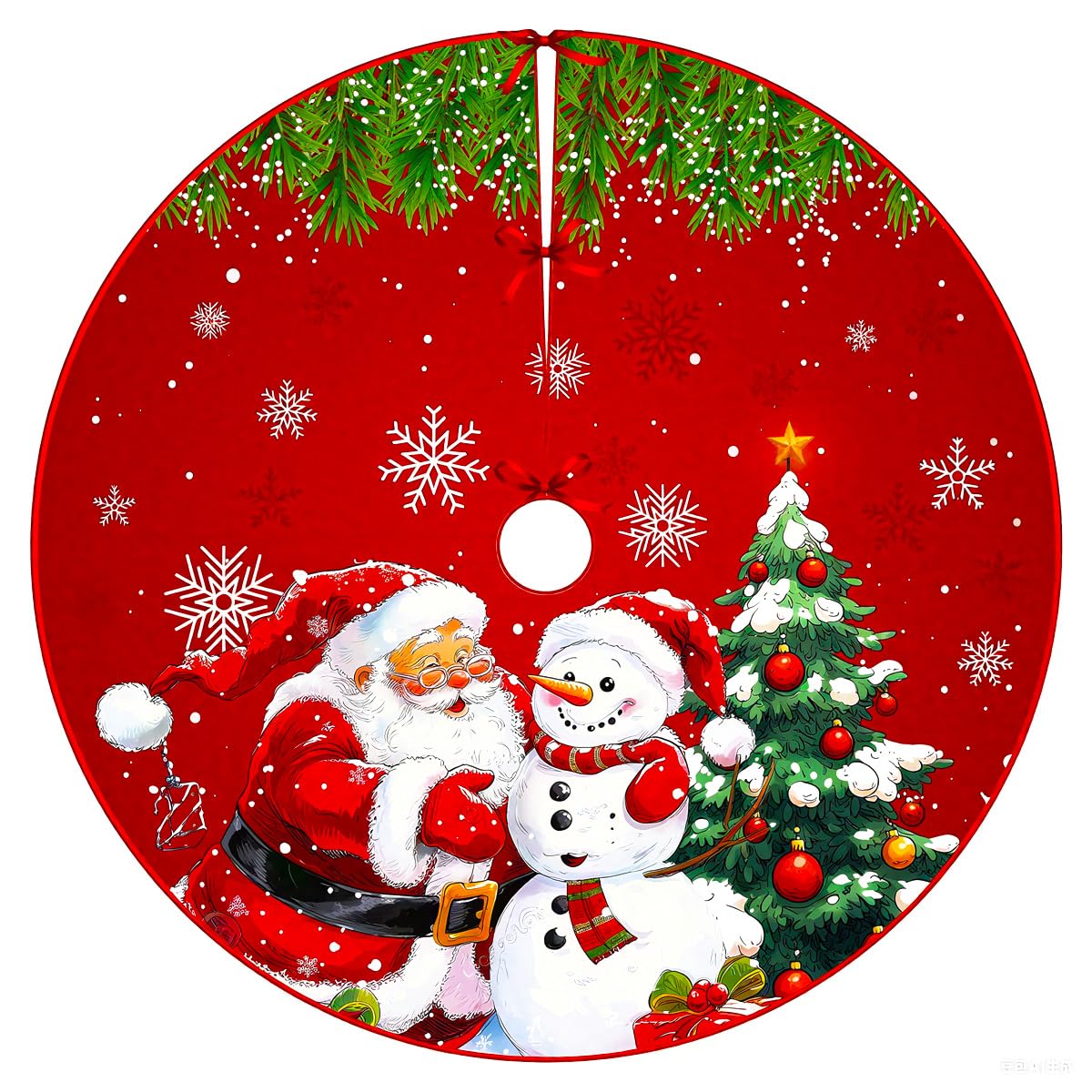 Tapis Cache Pied De Sapin Jupe De Sapin De Noël 120cm - Cache-Pied Rond Décoratif - Polyester - Motifs De Noël Jupe Décorative Noël Ronde