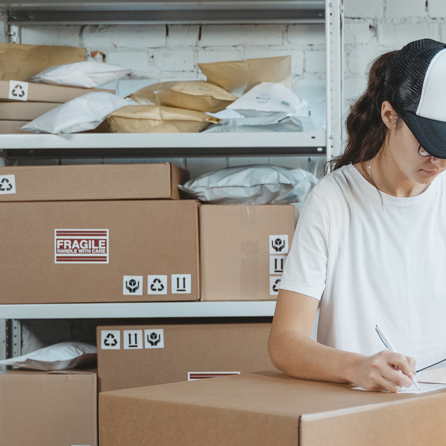 Enveloppes pour envois en plastique blanc opaque avec auto-fermeture facile adhésif résistant. Sacs et paquets de différentes tailles 175 x 250 + 40 mm pour emballage de courrier et envois sûrs.