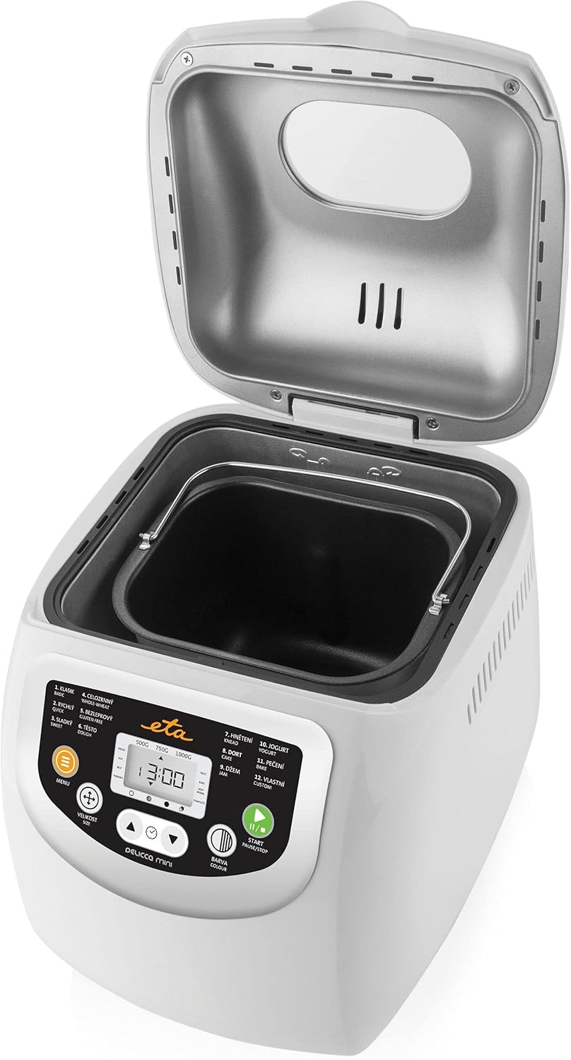 Macchina per il pane Delicca Mini con 12 programmi preimpostati, inclusi pane senza glutine e pane pieno