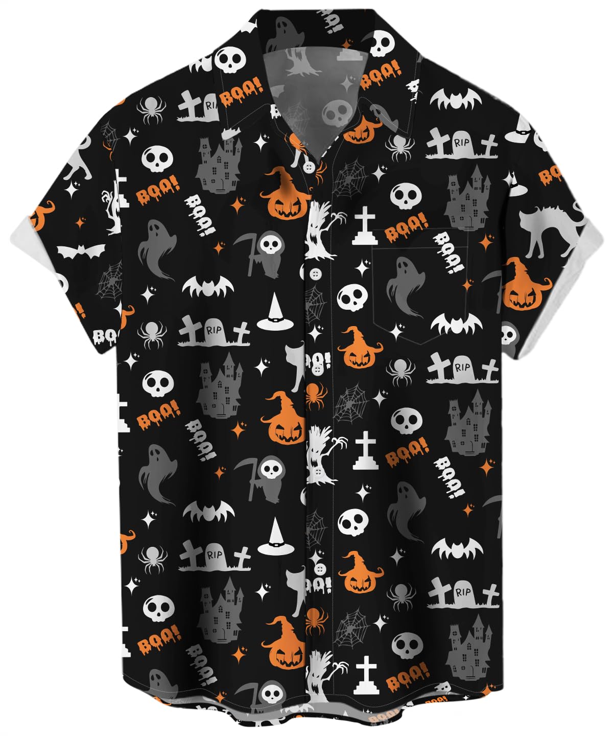 WhoinshopMen's Short Sleeve Button Down Bowling Shirts Hawaiian Casual Printed Beach Shirt Summer Regular Fit Top