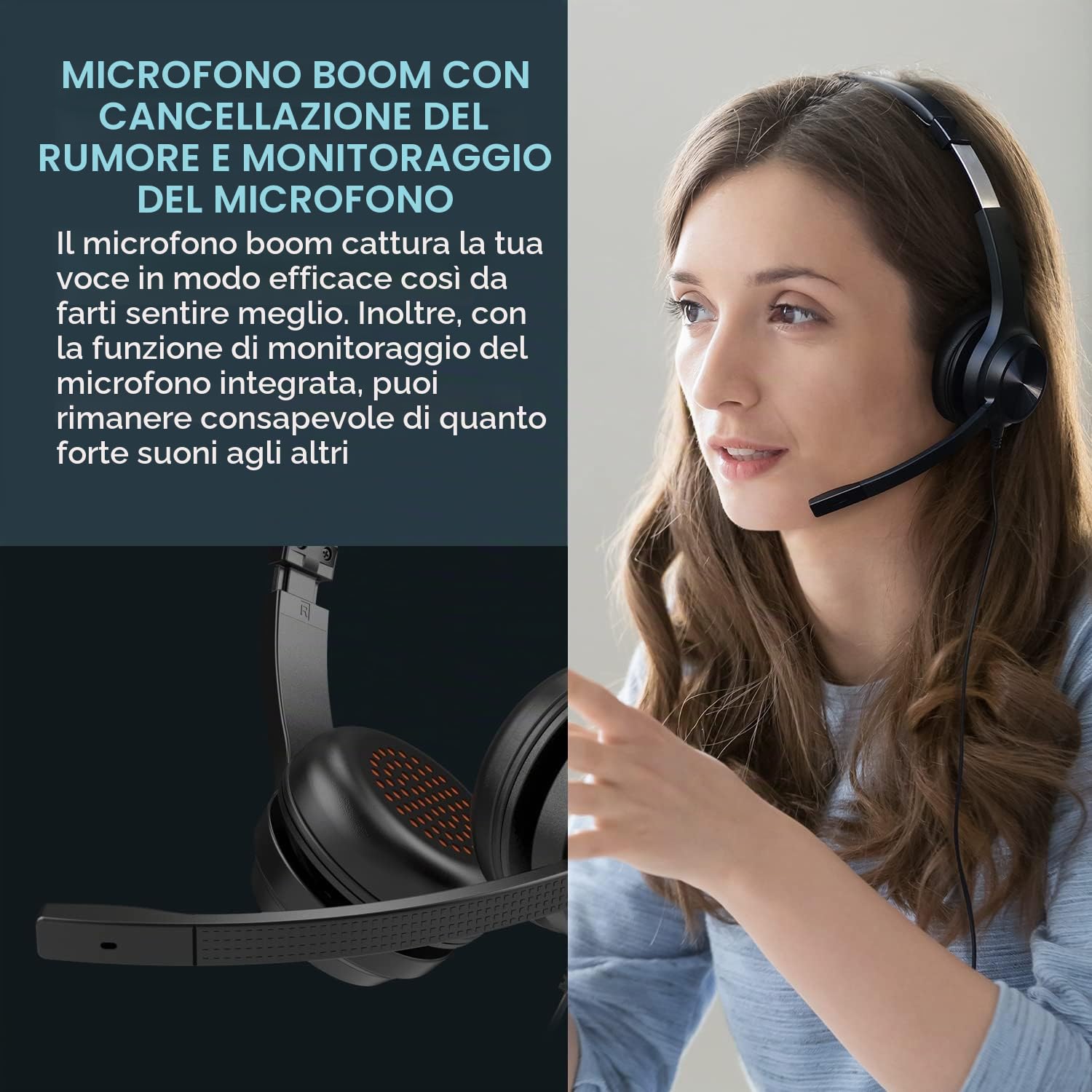CREATIVE Cuffie on-ear Chat USB con microfono antirumore con SmartComms Kit, controllo della riproduzione e delle chiamate e pulsante di disattivazione microfono, per PC/Mac/console