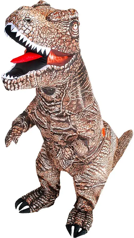 Fantasia de dinossauro inflável adulto raptor inflável T-rex Dino de corpo inteiro engraçado fantasia de Halloween para homens mulheres adolescentes