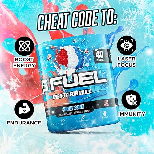 Miniatura 3 de G Fuel Snow Cone Elite Energy Powder 98 onzas 40 porciones