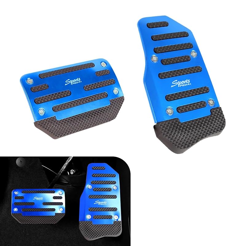 Kit de capas para pedais de freio e acelerador em liga metálica com borracha antiderrapante DYEKNEE azul para carros automáticos, 2 peças