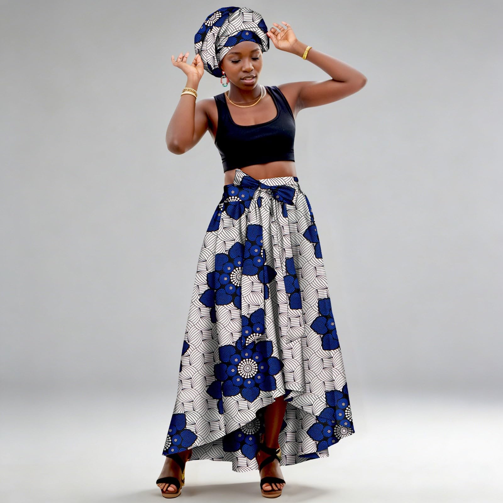 Falda Larga Mujer Vaquera, Faldas Mujer Verano Tenis, Larga con Estampado Africano Informal EláStica Envolver La Cabeza Faldas Skirt Minifalda Falda Vaquera Falda Lunares